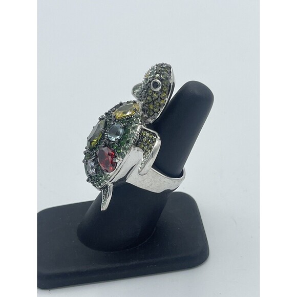 Noir Tilley The Turtle Crystal CZ Ring Sz 6 - Picture 4 of 11